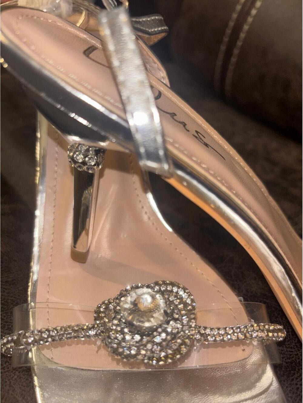 Lulus Silver Rhinestone Stiletto Heels Size 11 Formal Party Shoes - Picture 7 of 7